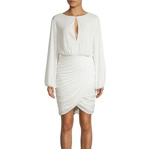 Jay Godfrey sequin long sleeve wrap dress with keyhole